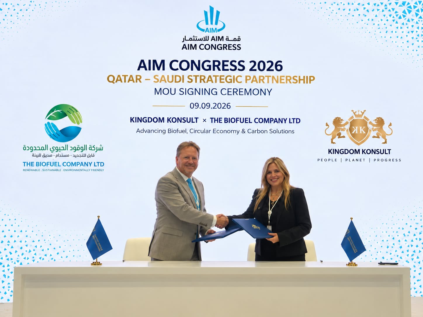 Kingdom Konsult and the Biofuel Company of Saudi Arabia announce  partnership to introduce B100 in Qatar